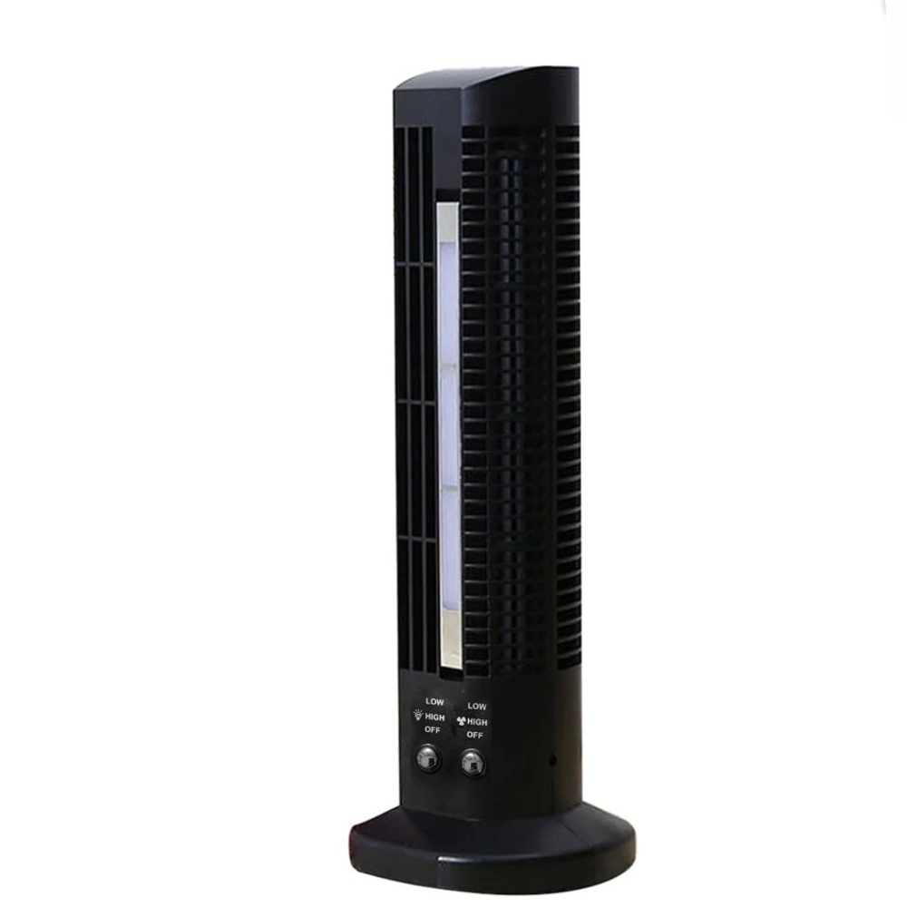 Portable Personal USB Mini Tower Fan 45°w/Tilt LED Lights for Desktop 2 Spd NIB